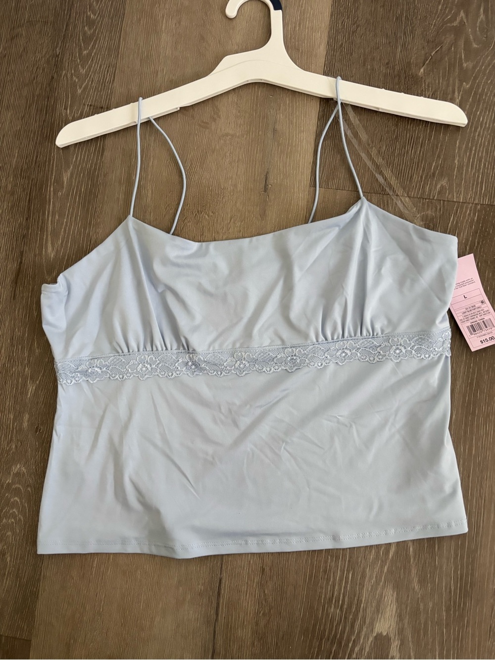 Light Blue size L Lace-Trim Cami Top